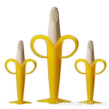 Форма банана детская силиконовая чистящая зубная щетка
